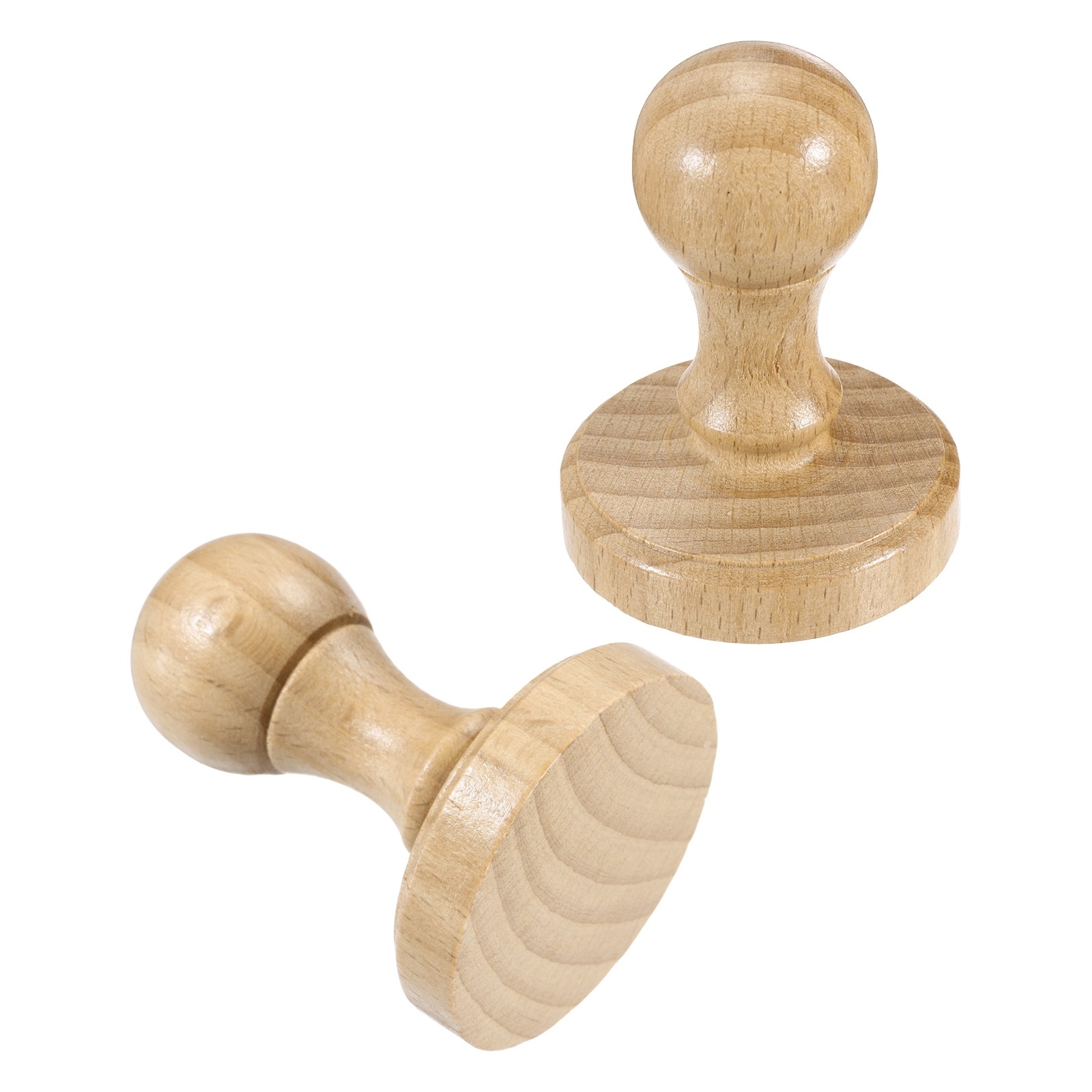 45mm Stamp Wood Round Handle, 2 Pcs Wooden Knobs Stamp Mounts, Wood Color