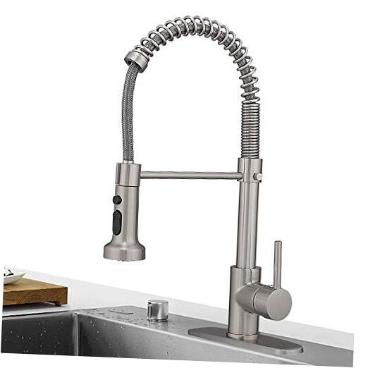  Brass Spring with Pull Down Sprayer Nickel & Stainless steel Kitchen Faucet