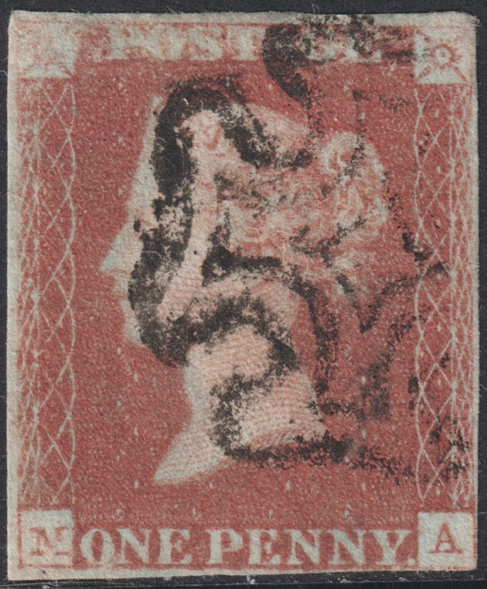 SG 7  1d Red from Black Plate 10 Position MA in good used condition with faults