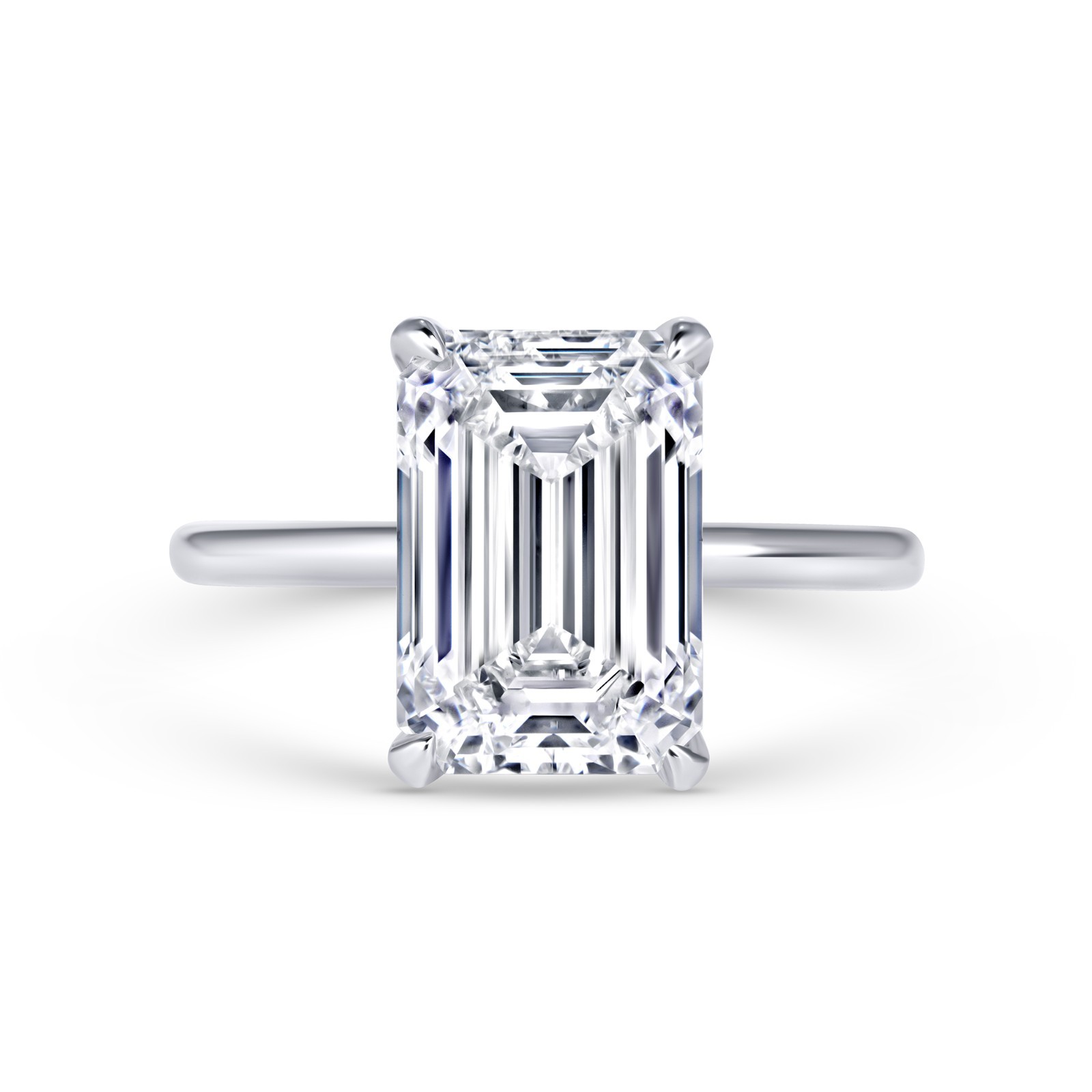 4CT Emerald Lab Grown Diamond Solitaire Engagement Ring IGI 14K White Gold