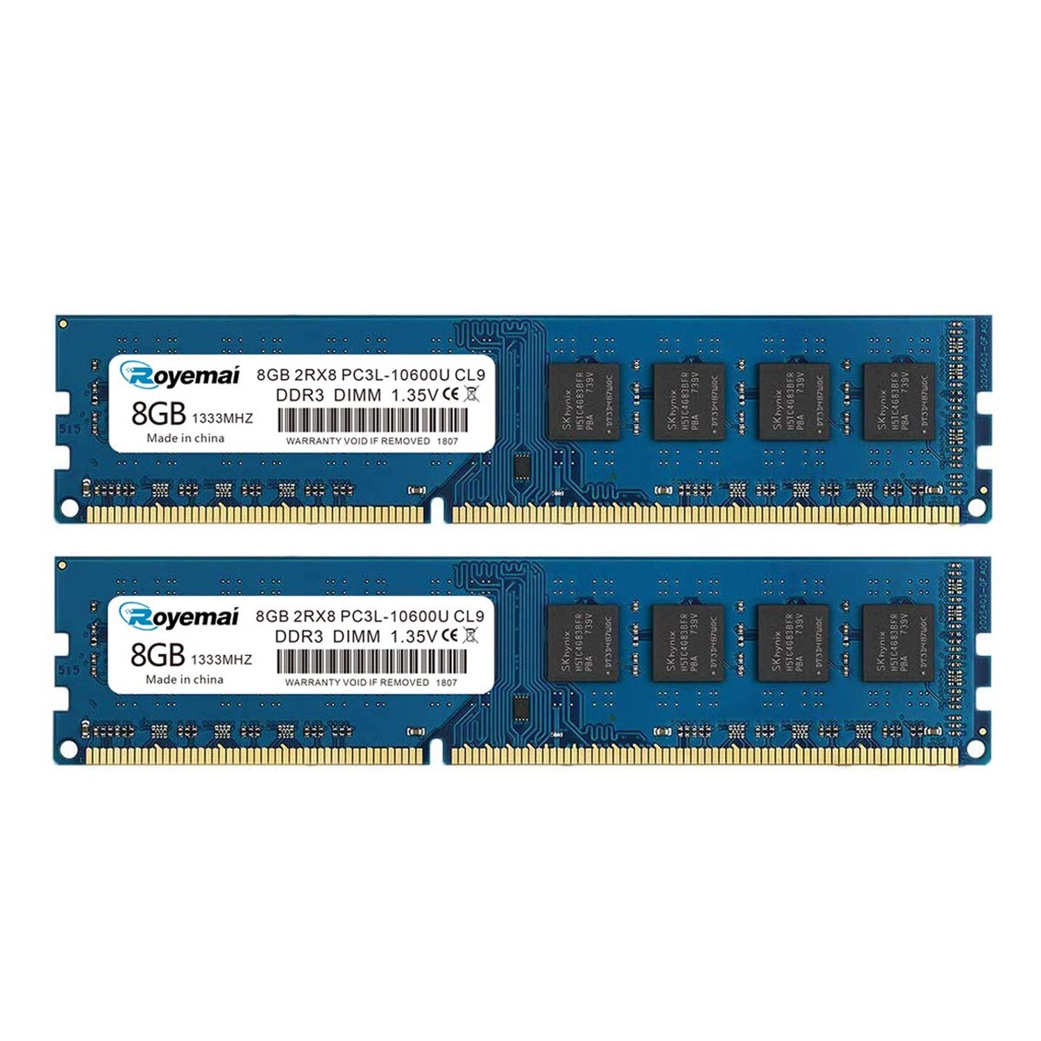 DDR3L 10600U 16GB Kit (2x8GB) DDR3L/DDR3 10600 1333MHz Udimm, Royemai 8GB PC3...