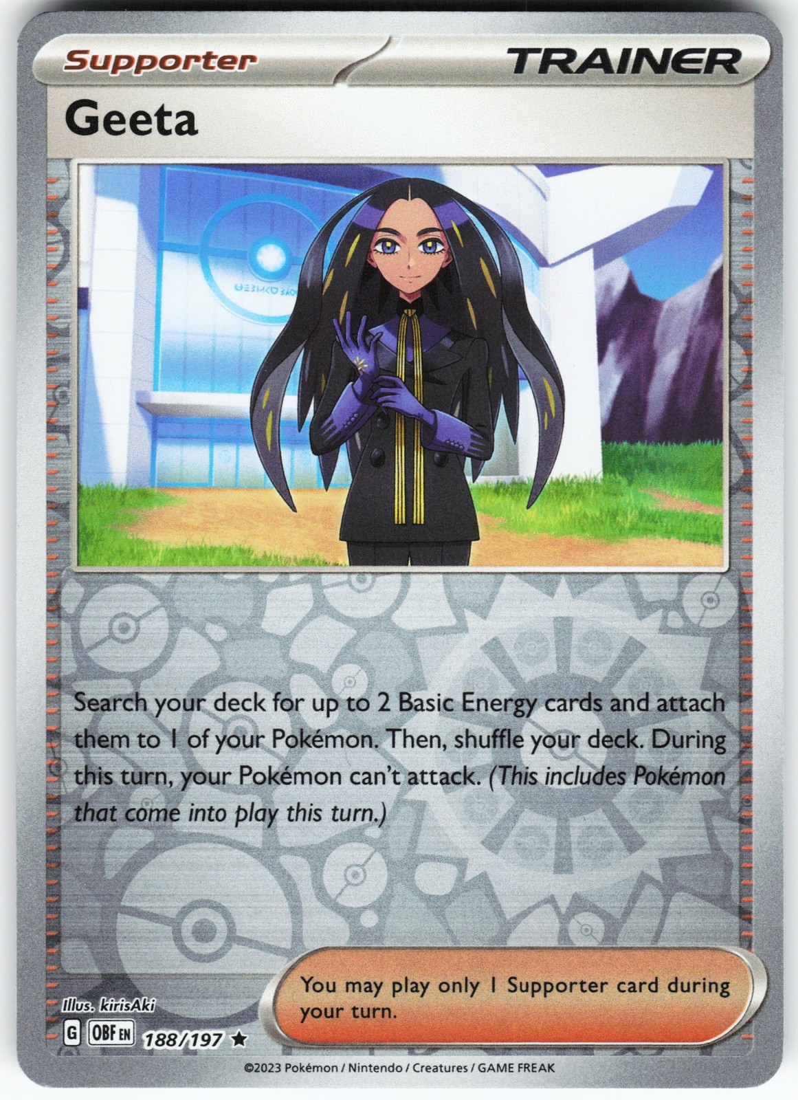 Geeta 188/197 Pokemon SV03: Obsidian Flames Reverse Holo Rare NM/LP