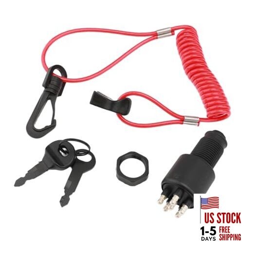 5005801 Boat Ignition Switch Key Assembly with Safety Lanyard Fits for Johnson 