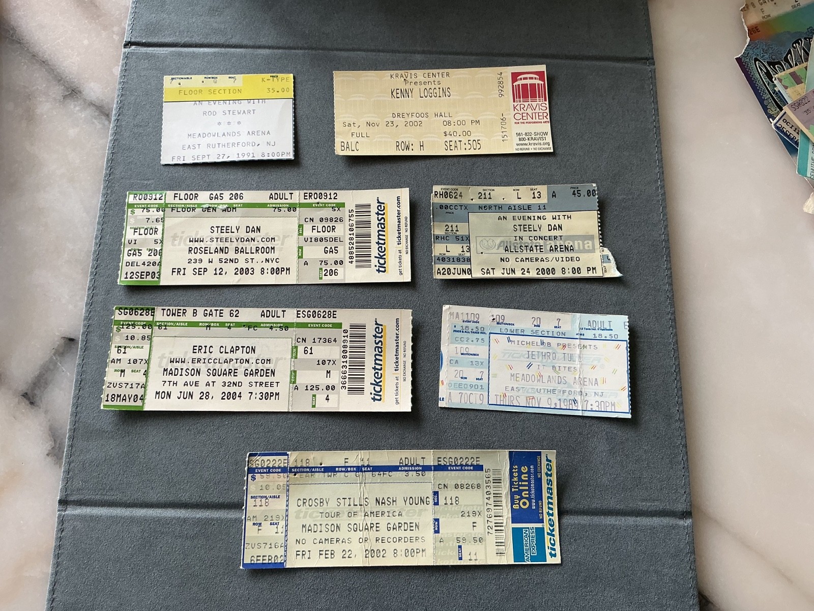 Legends of Rock Assorted Tickets Stubs Clapton, Loggins, Steely Dan, Rod , Tull