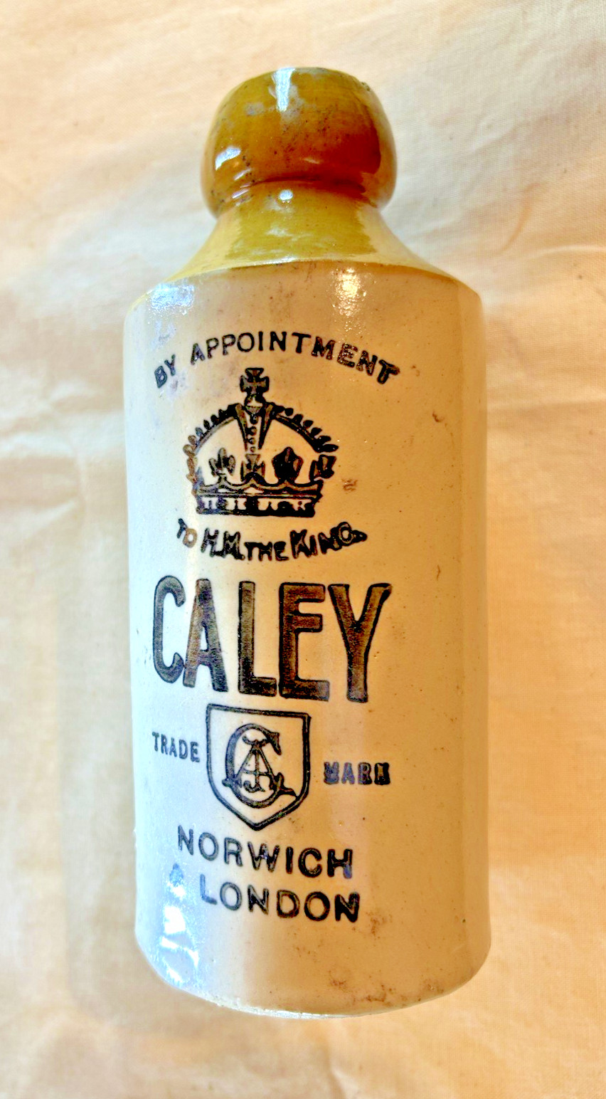 CALEY NORWICH  & LONDON   STONEWARE  GINGER BEER  BOTTLE,MAKER BOURNE DENBY .