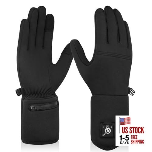  Heated Glove Liners, Ultra-Thin Rechargeable Electric Gloves, Medium-Large