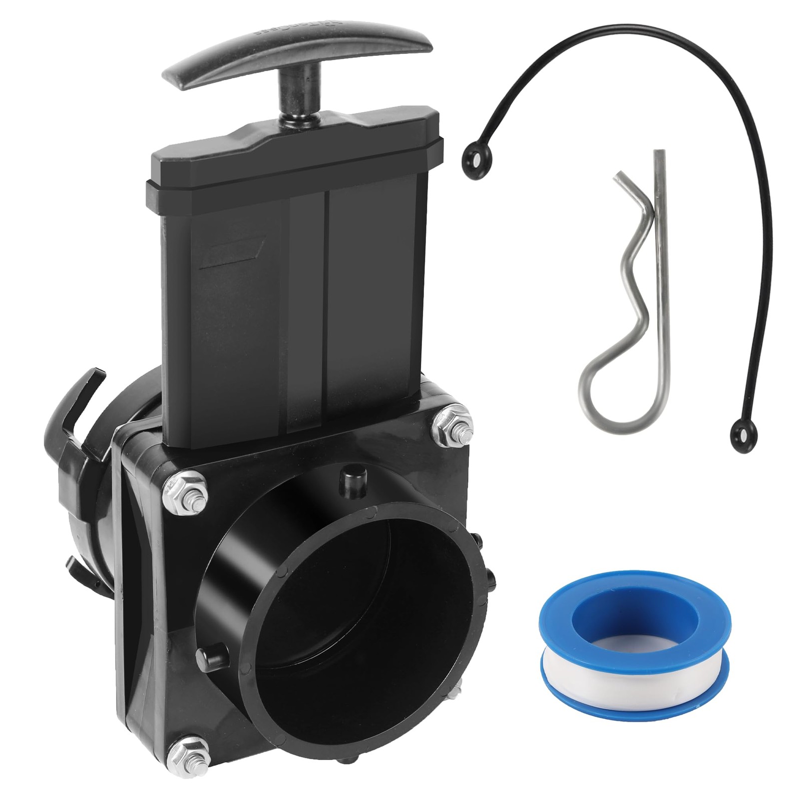 TonGass 3-Inch RV Waste Valve Body with Handle, Durable 3 Inch, Black 