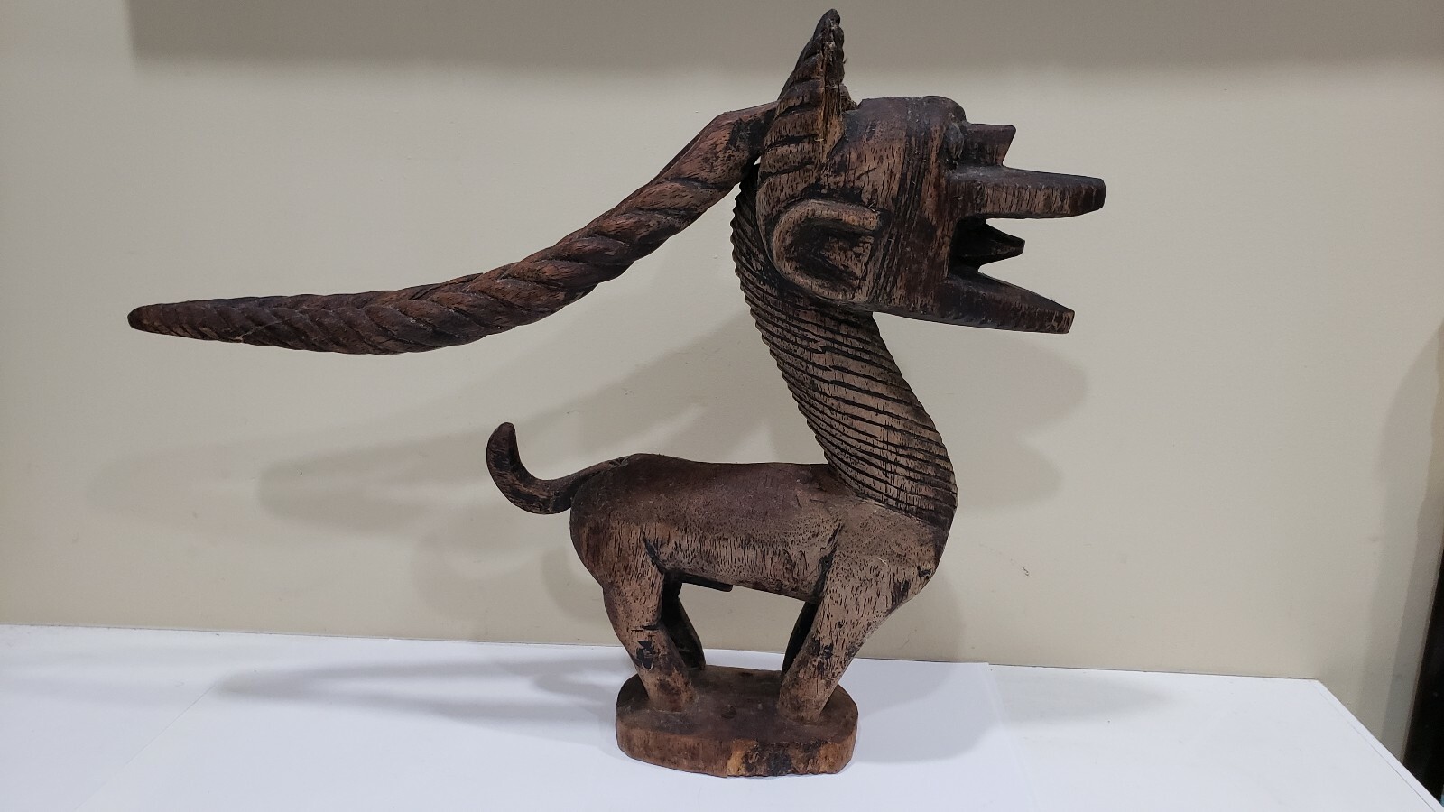 Antique African Hand Made Wood Bambara Headdress Chiwara Antelope, Mali Kolokani