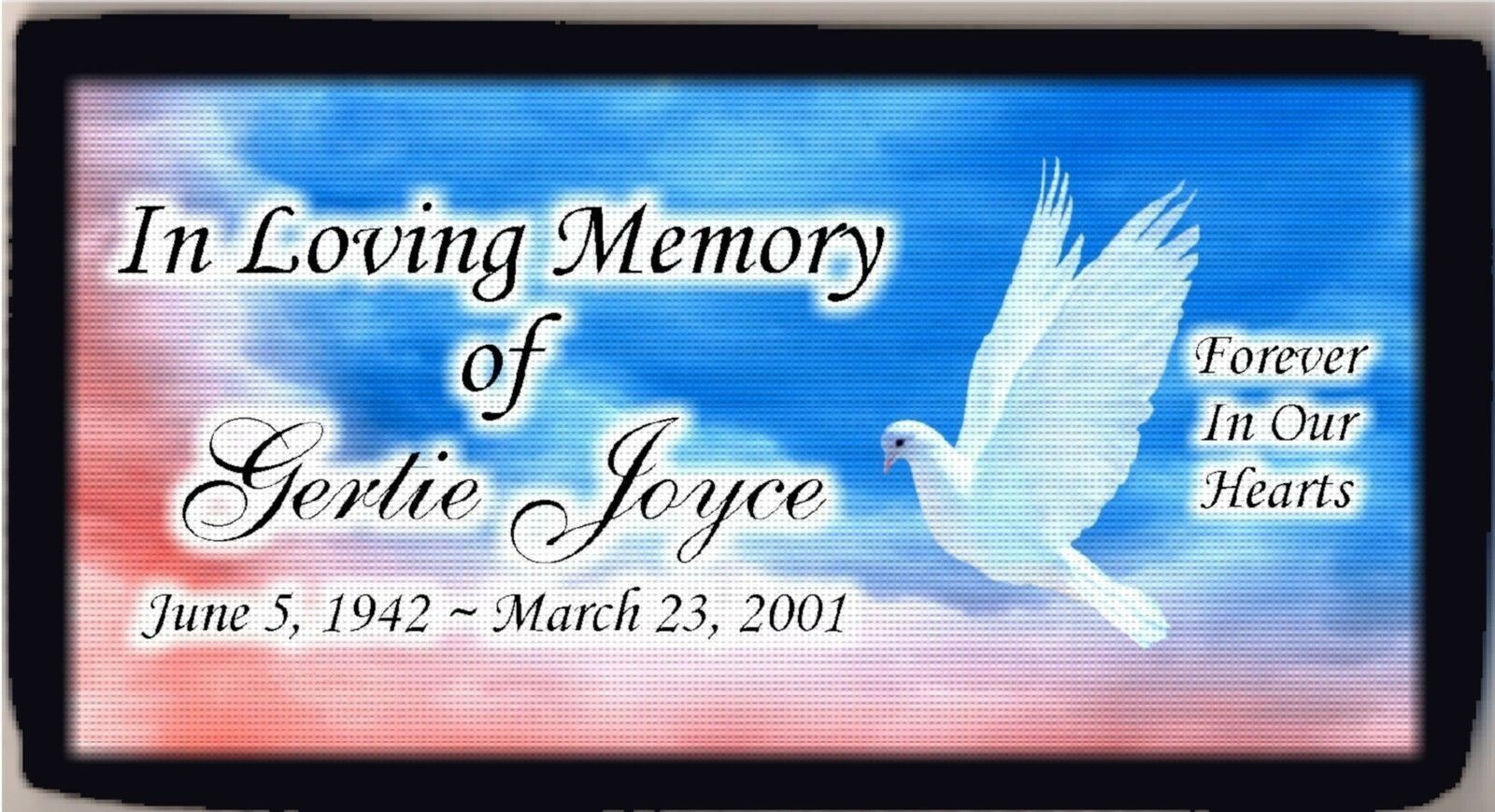 Personalized Custom In Loving Memory RIP Dove Peace Checkbook Cover Beautiful