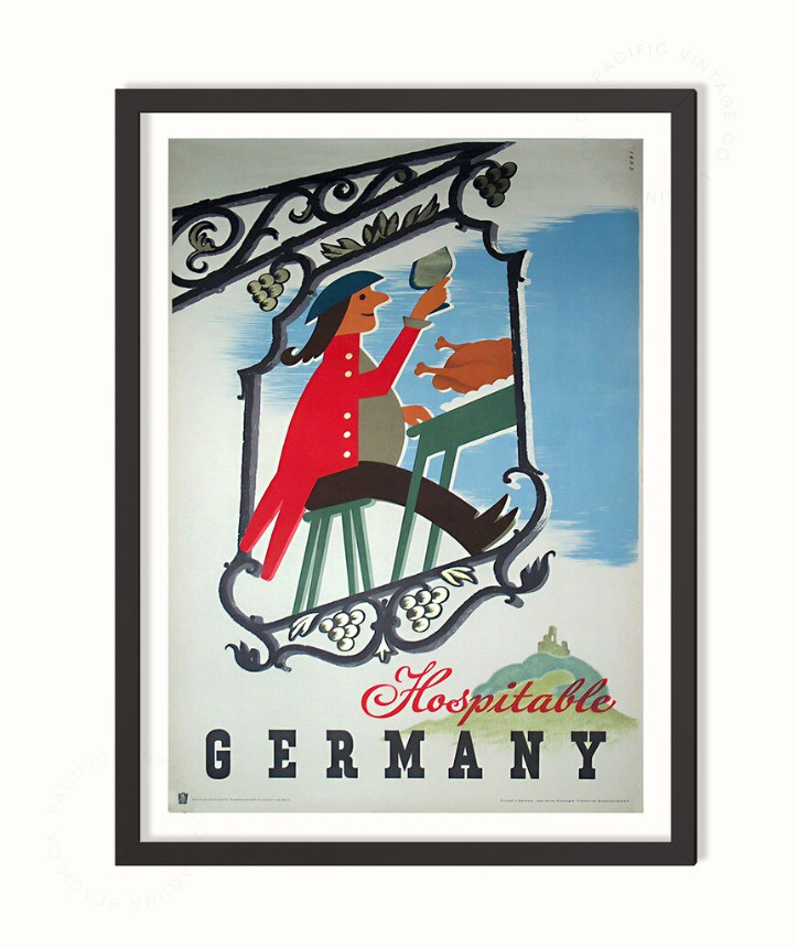 Vintage Hospitable Germany Poster – Classic German Travel Art Print