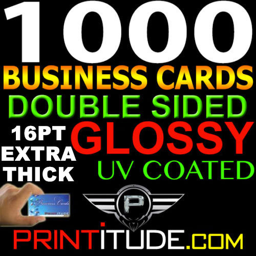 1000 FULL COLOR BUSINESS CARDS W/ CUSTOM ARTWORK DOUBLE SIDED 16pt UV GLOSSY