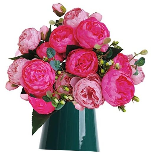 3 Pack Peonies Artificial Flowers Silk Peony Arrangement Bouquet for Pinkrose