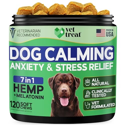 Vet Treat Hemp Calming Chews for Dog Anxiety Relief - Melatonin & Hemp Oil