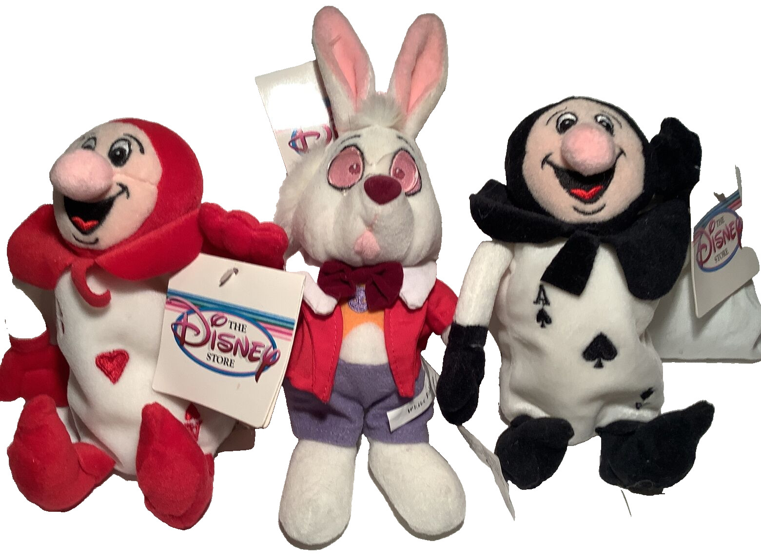 Alice in Wonderlands White Rabbit w/Plush Hearts/Ace Cards Set- Disney Store NWT