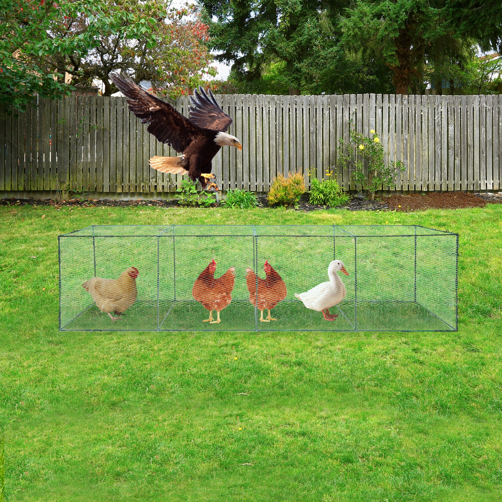 Green Rectangular Large Chicken Tunnel for Outdoor Use 125.98*31.5*31.5in