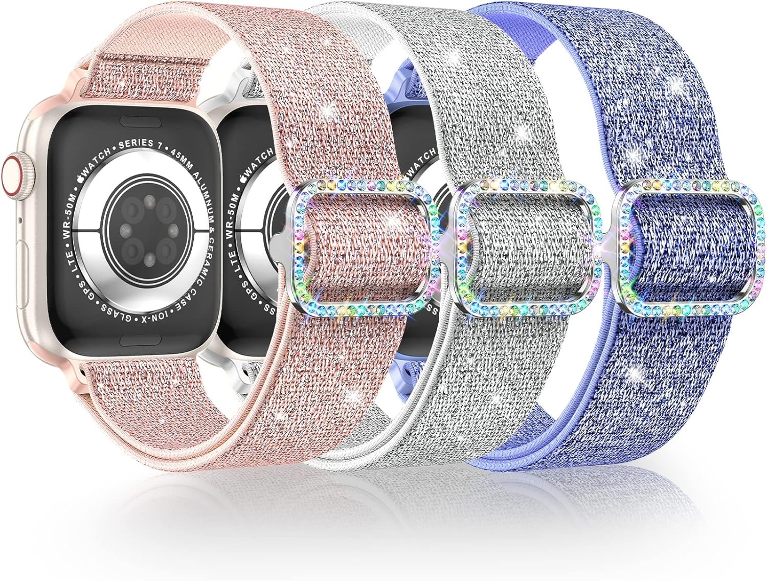 Soft Nylon Elastic Strap Compatible with Apple Watch Series 7 38mm 40mm