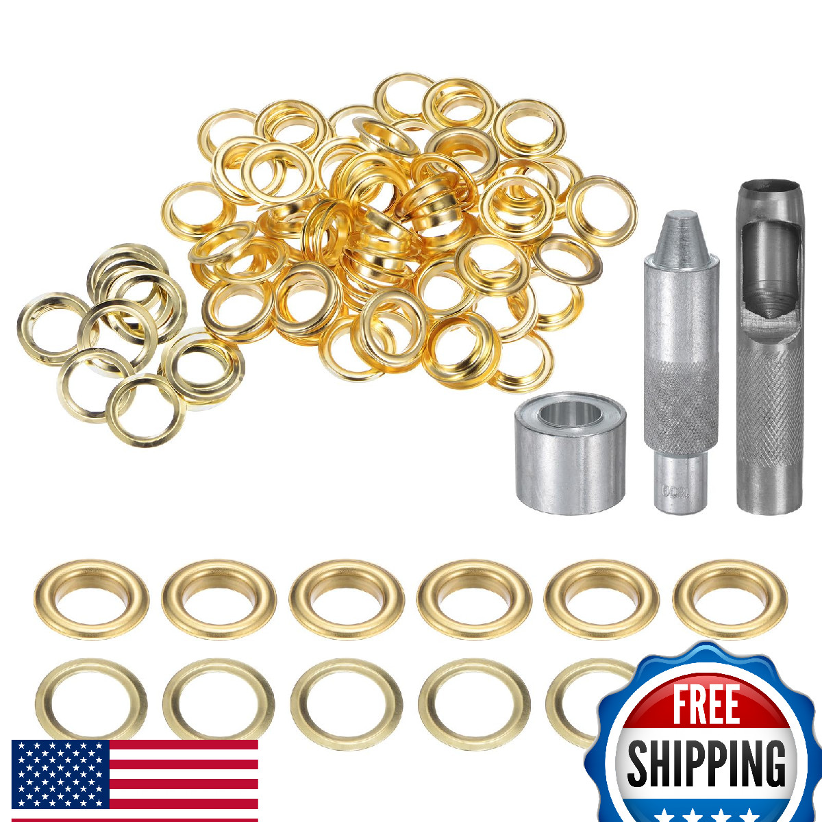 HARFINGTON 100pcs 18mm Copper Grommet Eyelet Tool Kit for Fabric Leather DIY
