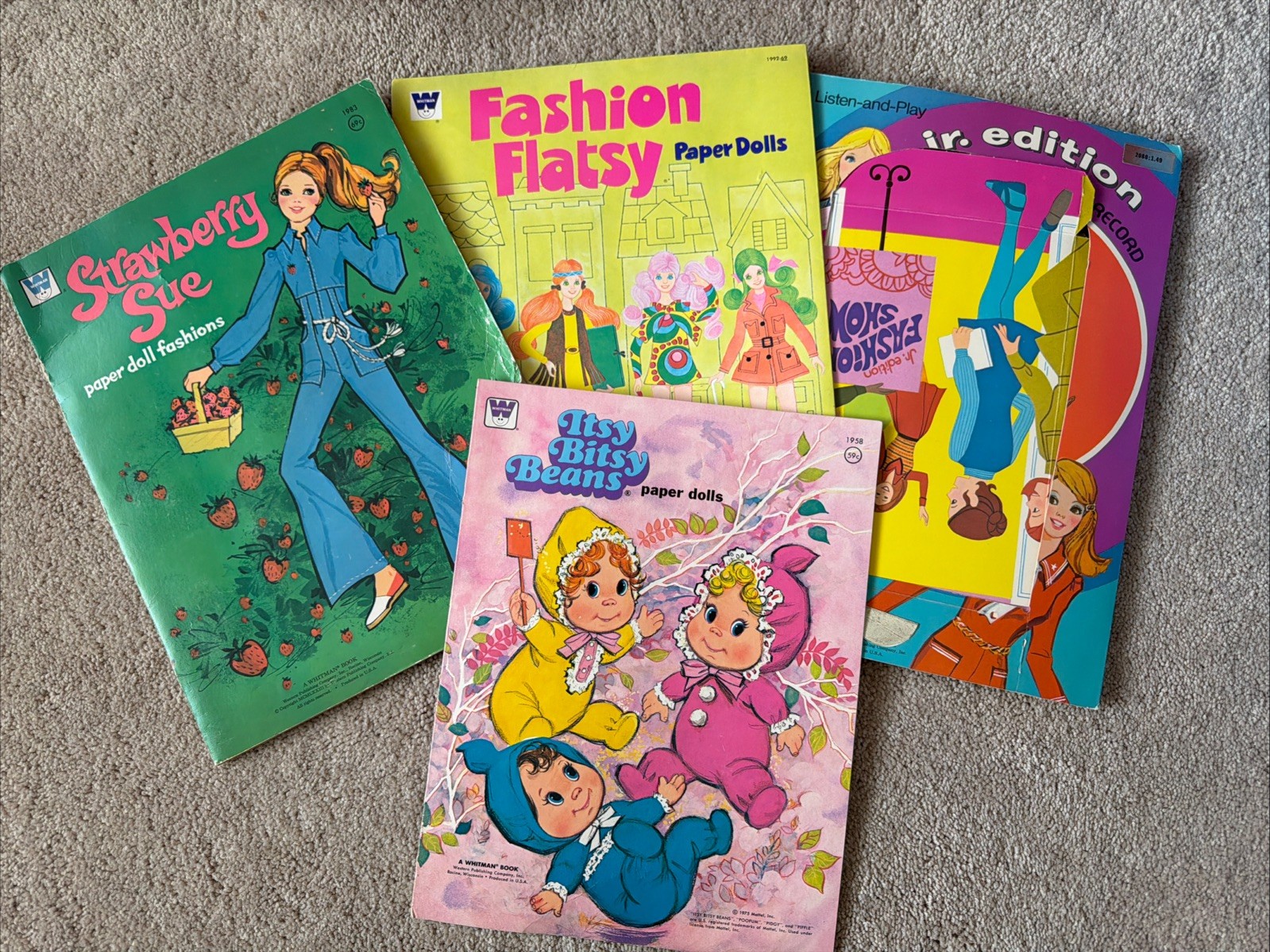 Vtg Whitman PAPER DOLL Book Lot USED 1970s FashionFlatsys Itsy Bitsy Beans