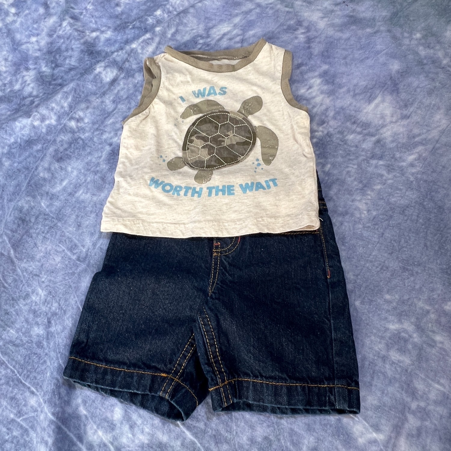 Lee Denim Jean Shorts + Turtle Sleeveless Tank Lot Sz 12 Mo