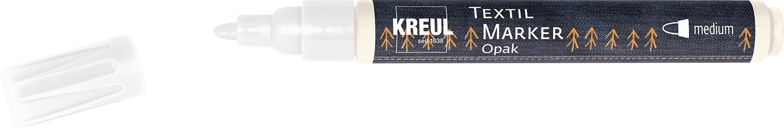 Kreul 92760 - Textile Marker Opaque Medium White with Bullet Tip, Line Width App