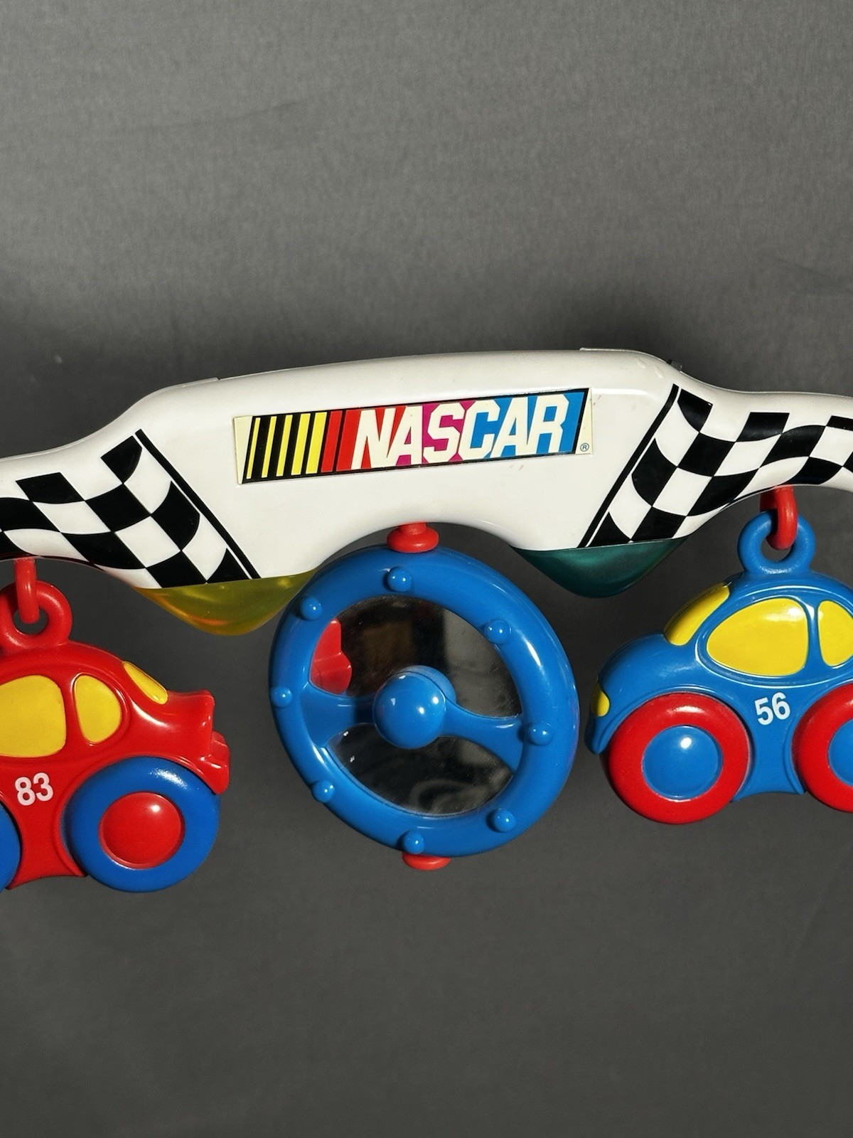 Vintage Safety Ist NASCAR Musical Light up Carrier Toy Bar Baby Crib Mobile