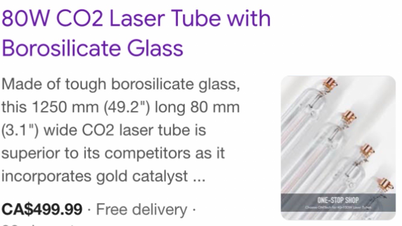 OMTech 80W CO2 Laser Tube LAT-ST80-01 For CO2 Laser Cutter NEW! 
