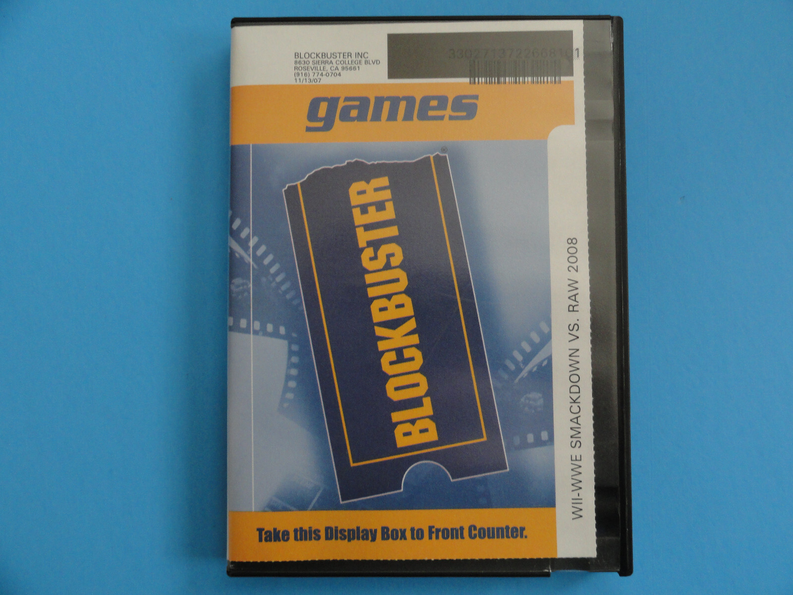 WII WWE SMACKDOWN VS RAW 2008 - BLOCKBUSTER VIDEO RENTAL CASE W/INSTRUCTIONS