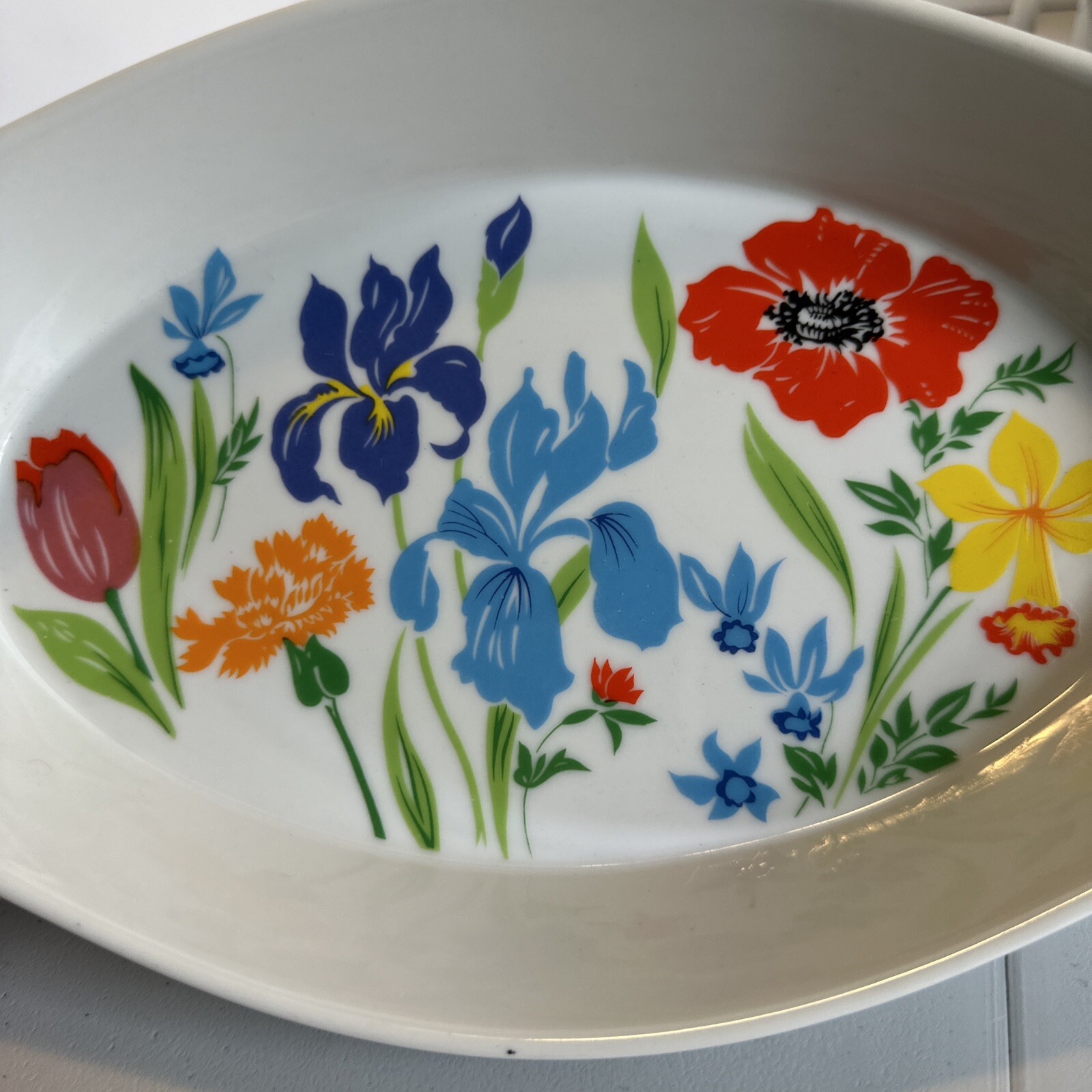 VTG Poppy Floral Ceramic Primavera Tasteseller Casserole Dish 12x7 Japan 279