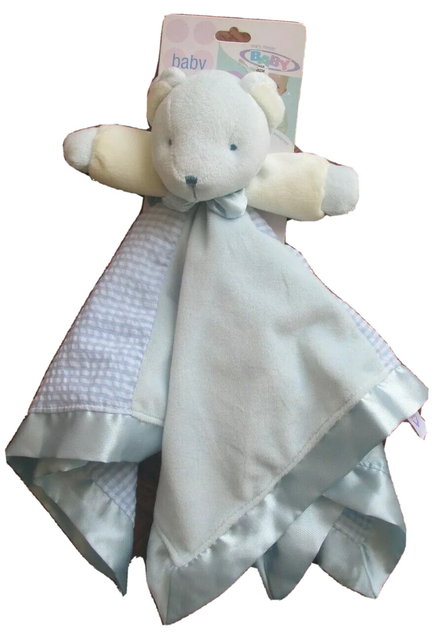 Mary Meyer Bear Blue Security Blanket Minky Baby Lovie Seersucker Gingham Check