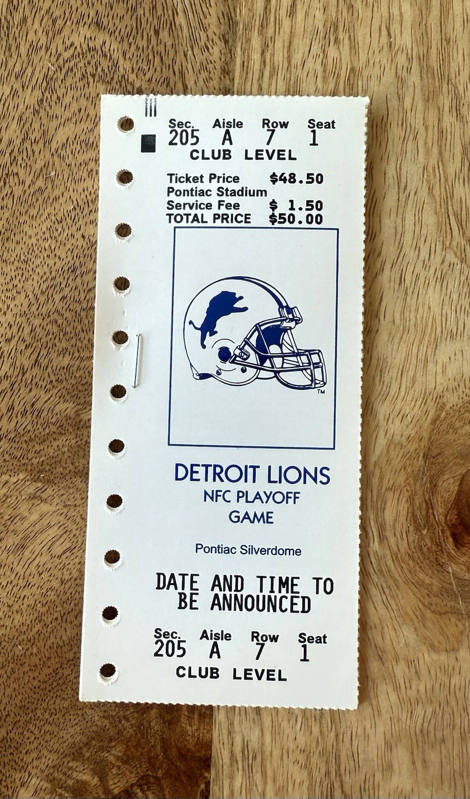 Four Tickets NFL Detroit Lions 1990’s NFC Playoff - Unspecific Game