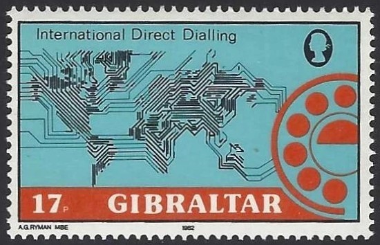 Gibraltar 1982 MNH, International Direct Dialing, Communication, Maps