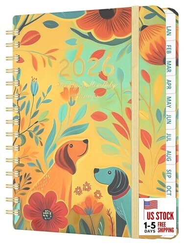 2026 Weekly and Monthly Planner - 2026 Hardcover Calendar Planner, Jan. Dog
