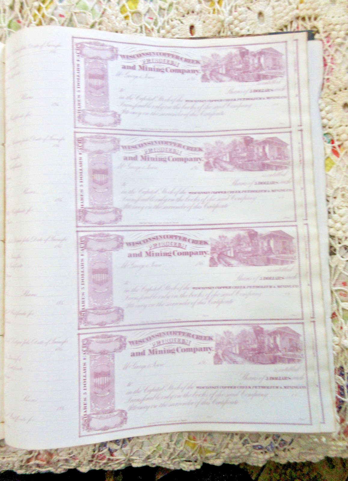 1860 McGreger Iowa Wisconsin Copper Creek Petroleum & Minning Co. Sheet/4 &Rct's