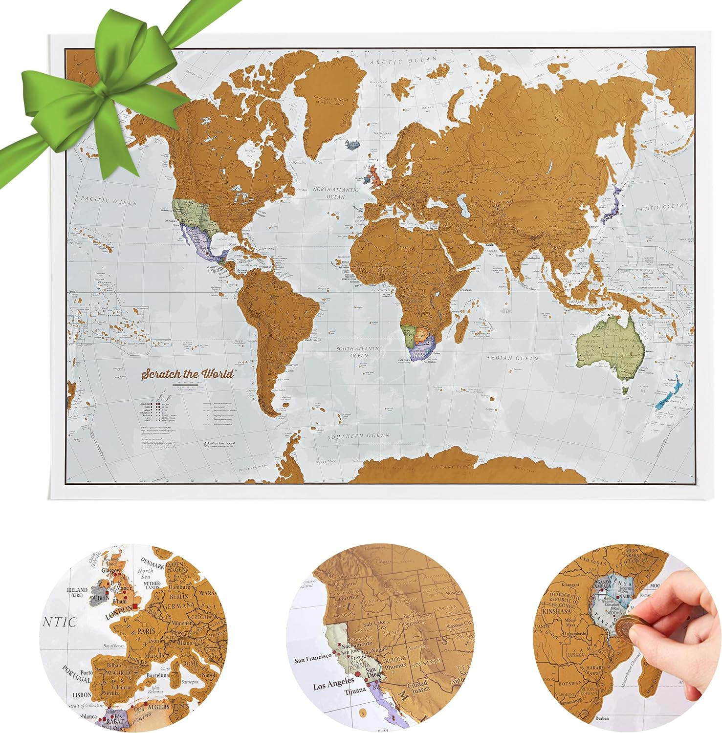 Scratch off Map of the World Travel Poster - 17(H) X 22(W) Inches