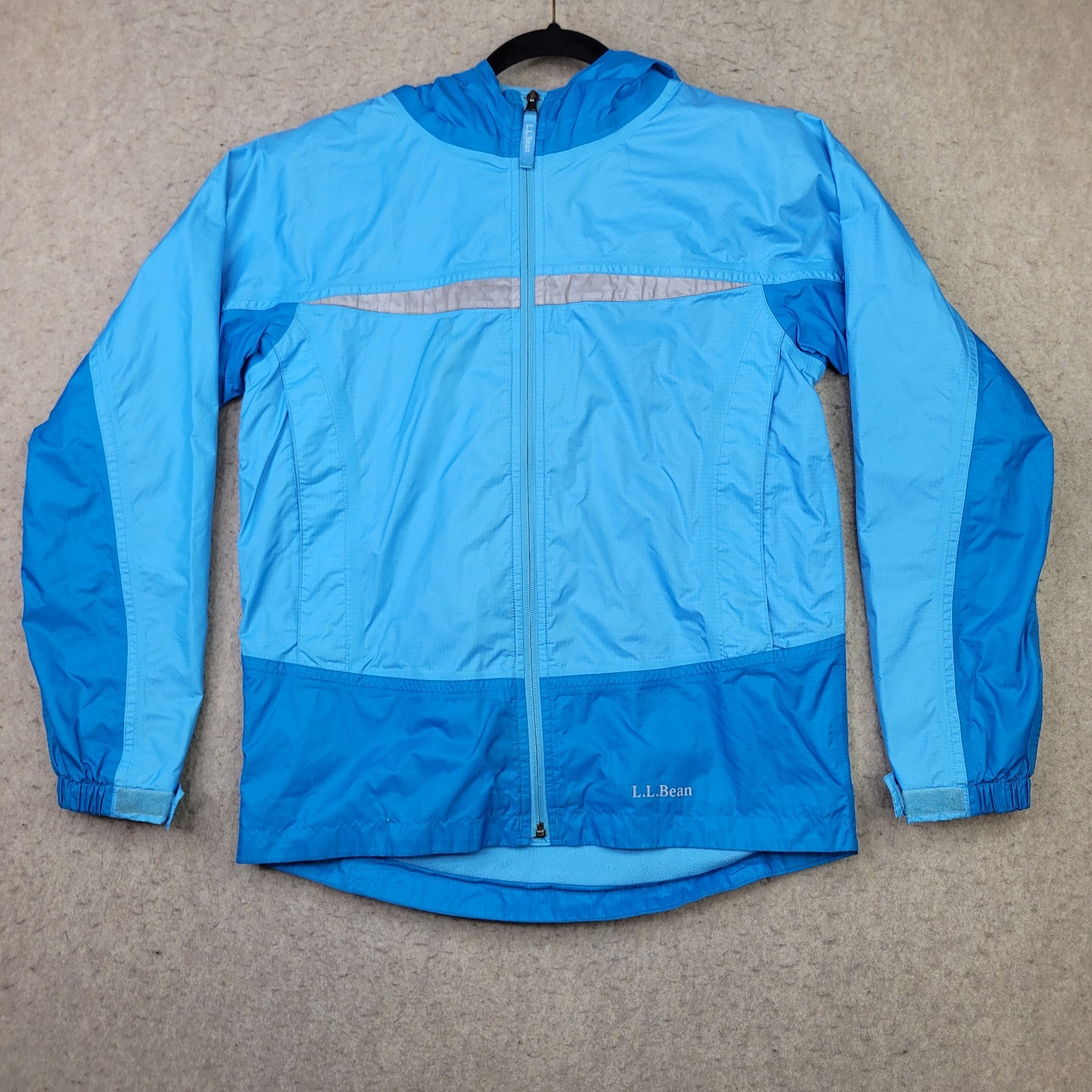 LL Bean Jacket Kids L 14-16 Full Zip Hooded Raincoat Microfleece Lined 248055