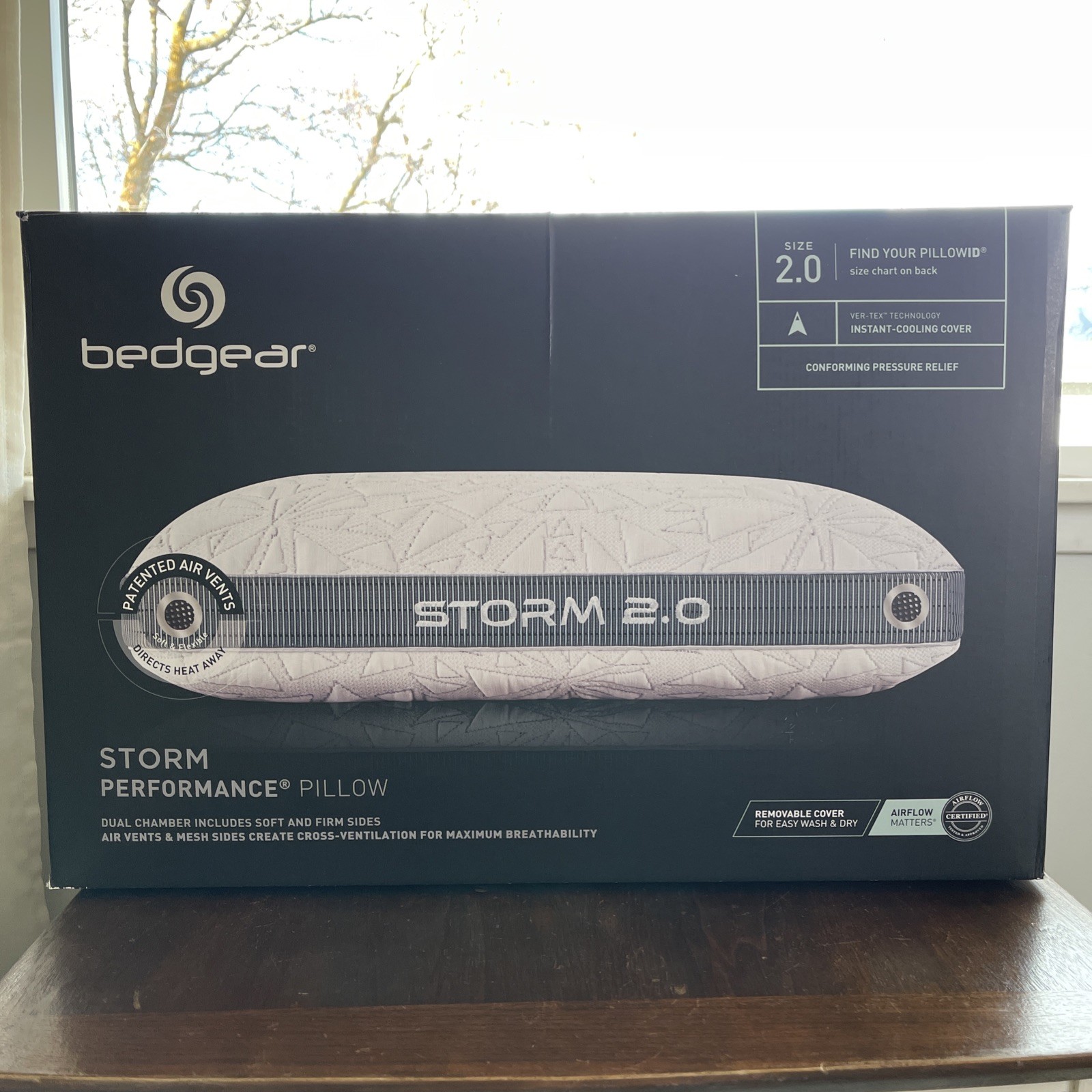 Bedgear Storm Performance Pillow 2.0 Cooling with Airflow Washable Cover