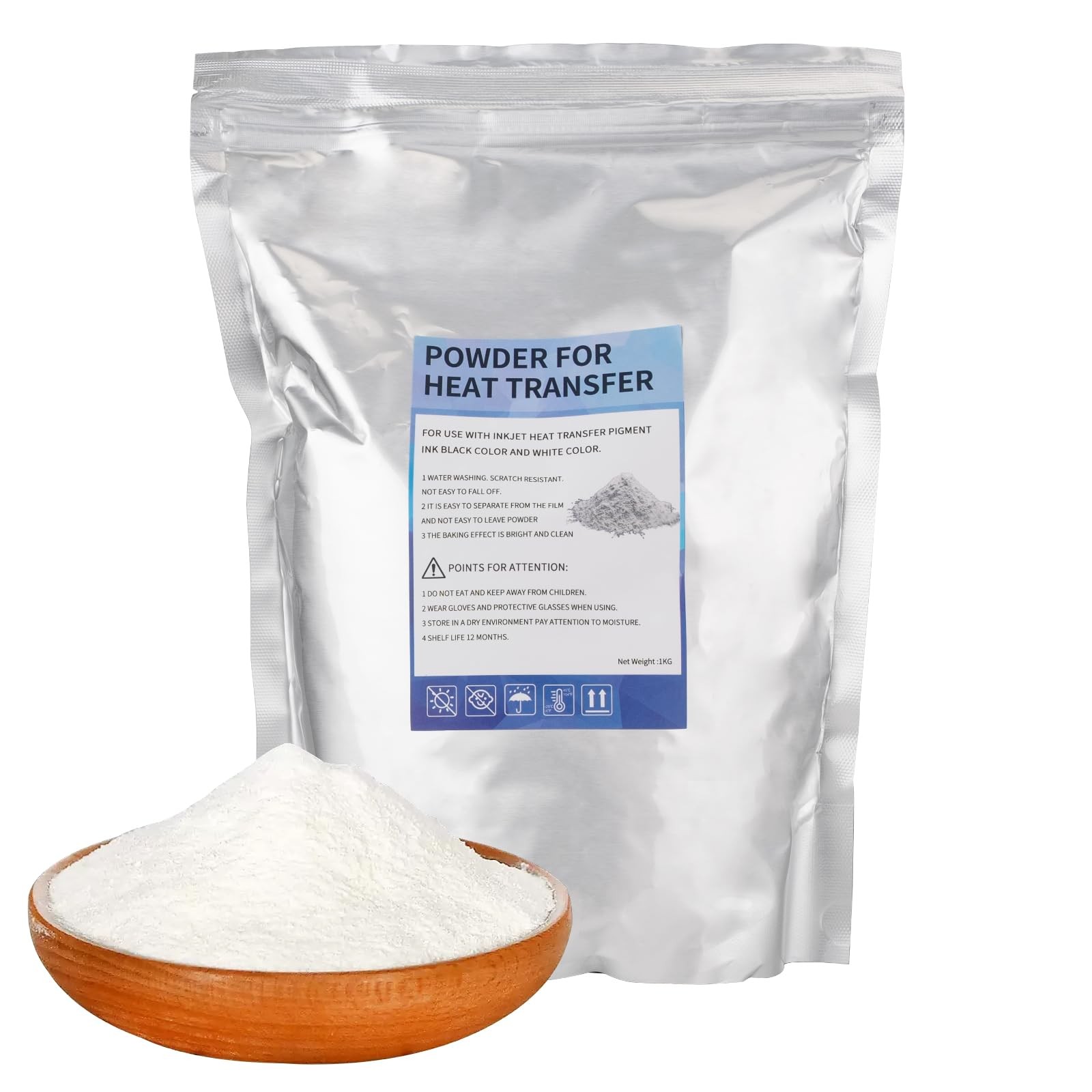 DTF Powder White 1kg/ 35.3 oz, Hot Melt Adhesive Digital DTF Powder for Subli...