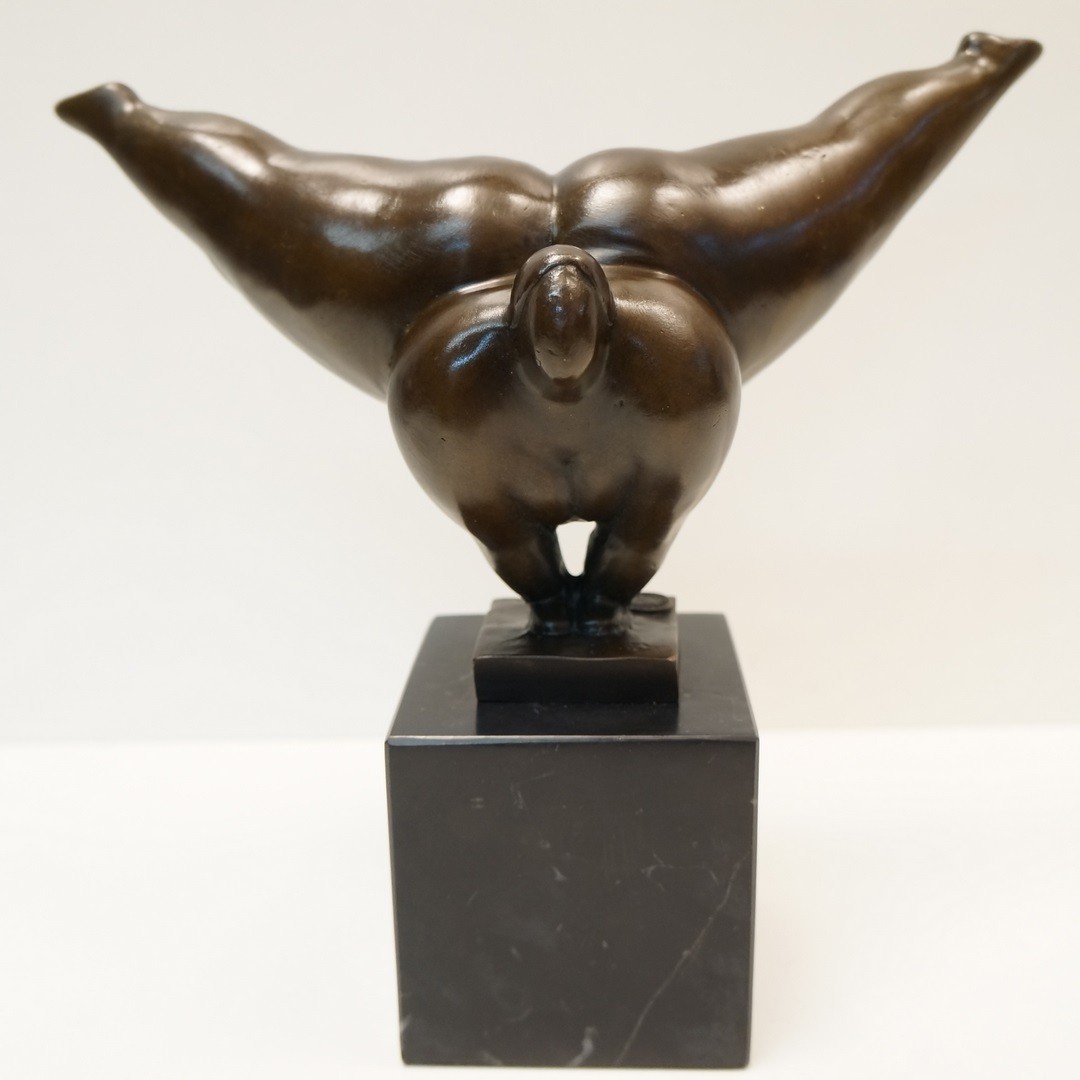 Statue Dancer Acrobat Modern Style Solid Bronze Signed