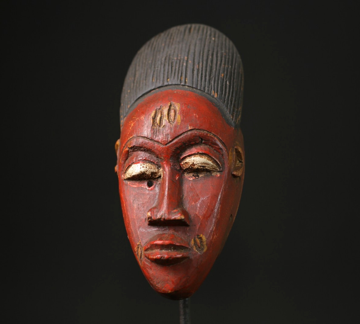 African Tribal Red Wood Mask Hand Carved Wall Art Collectible-9725
