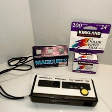 Minolta Pocket Autopak 70 110 Cartridge Camera, Kirkland 200 ISO Magicubes Flash