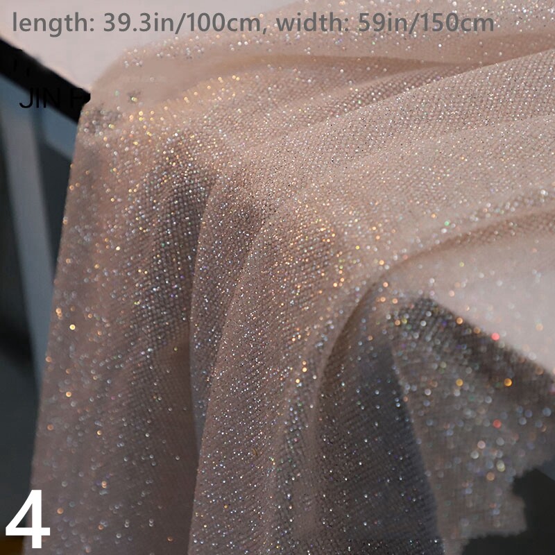 1M Rhinestone Mesh Fabric Cloth Shiny Soft Wedding Dress Stage Decor Prop Sewing