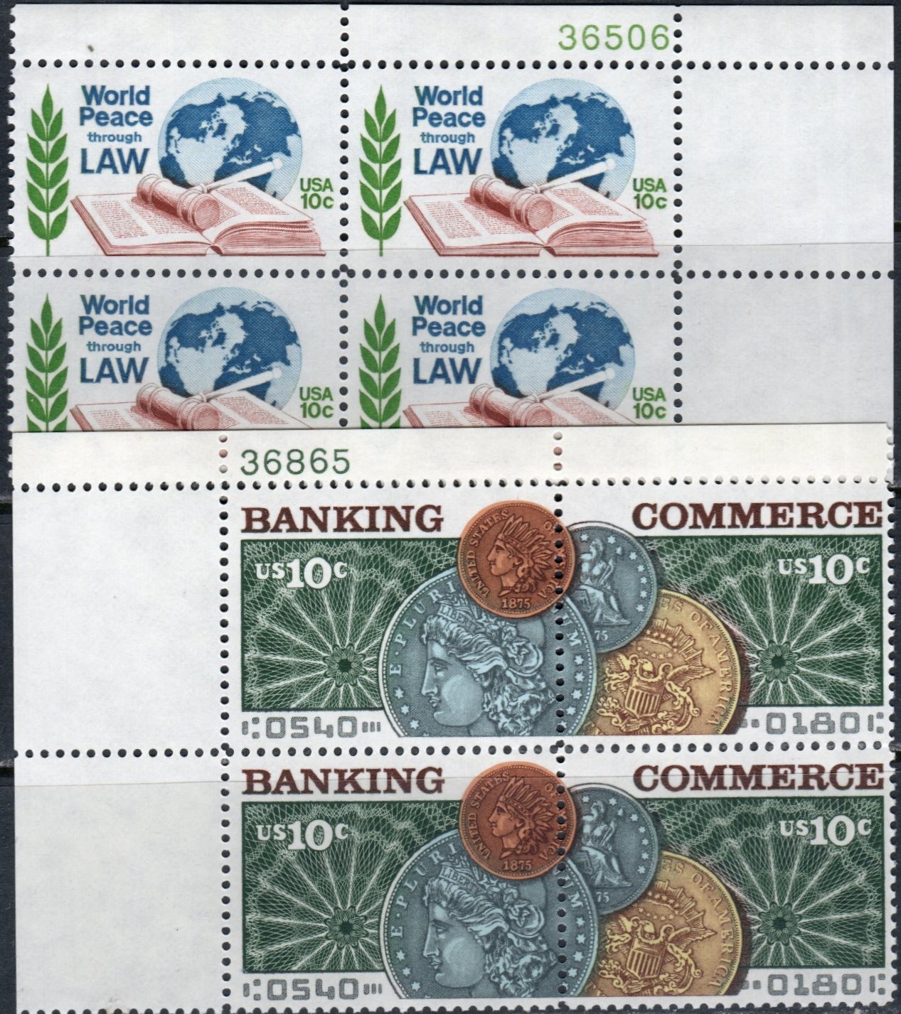 US Scott #1576 & 1578a, Plate blocks of 4, MNH