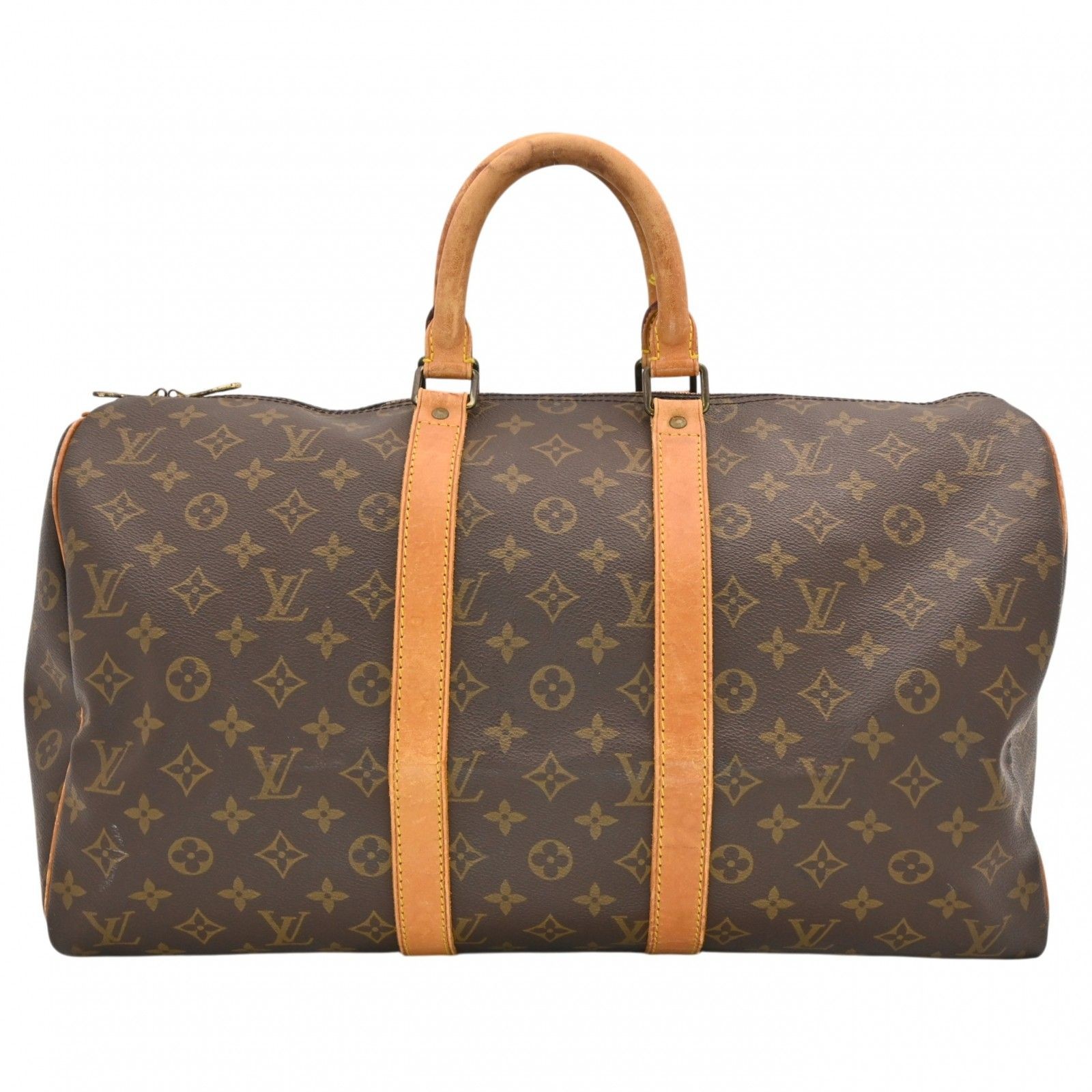 Louis Vuitton Monogram Keepall 45 Travel Duffle Bag M41428 Brown PVC Canvas