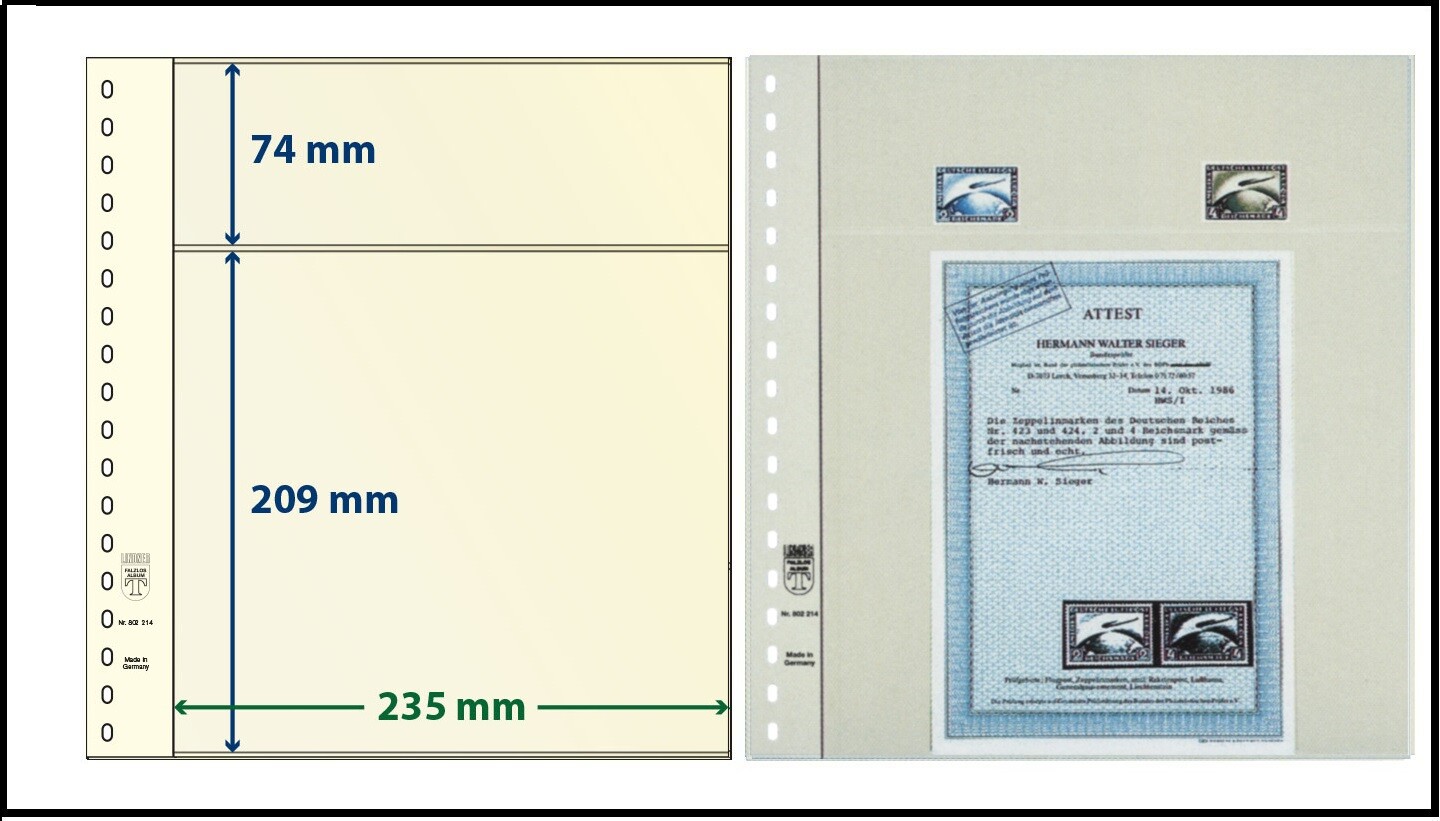 10 LINDNER 802214 T Blank Pages Blank Pages 2 Pockets 74 / 209x235mm