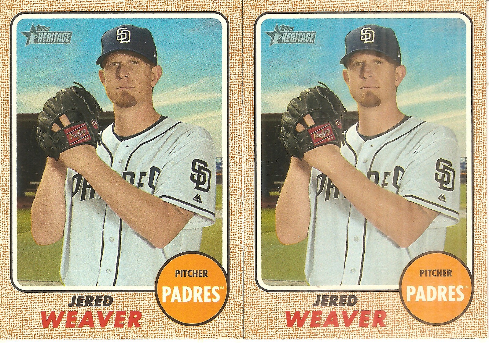 2 CARD 2017 TOPPS HERITAGE JERED WEAVER BASEBALL CARD LOT