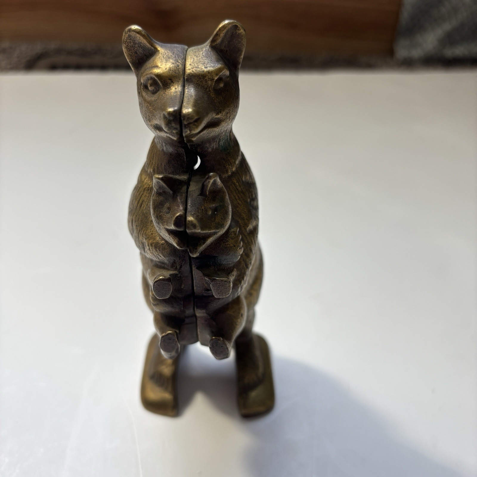 Mechanical Bank Bear Stealing Pig Coin Brass Heavy Antique Style 1lb Rare Vintag