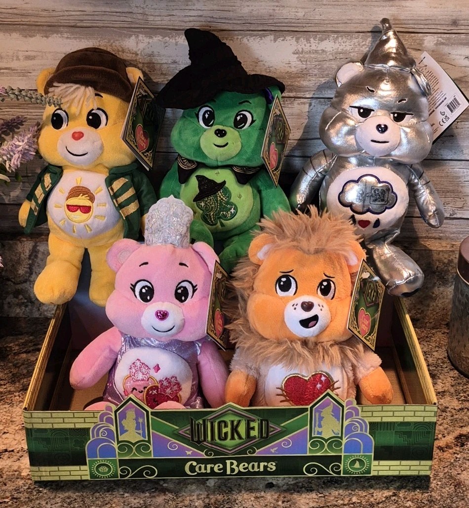 Wicked x Care Bears Plush FULL Set of 5 - Lion/Tin Man/Scarecrow/Glinda/Elphaba