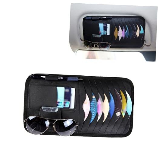 Car CD Holder, Compartmentalized Storage Pouch for Eyeglasses Receipts ID 
