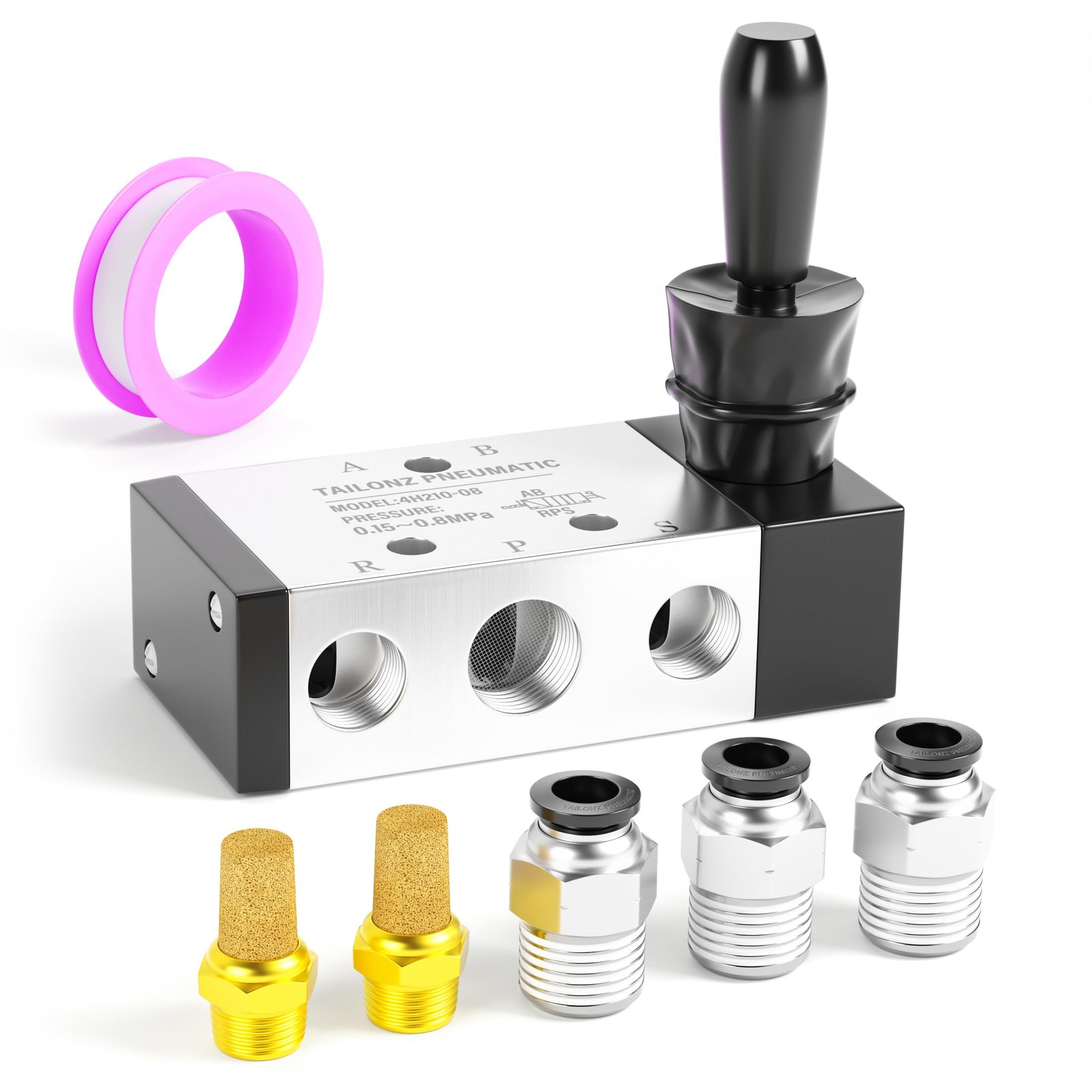 1/4"NPT 5 Way 2 Position Hand Lever Operated Valve Pneumatic Solenoid Valve M...