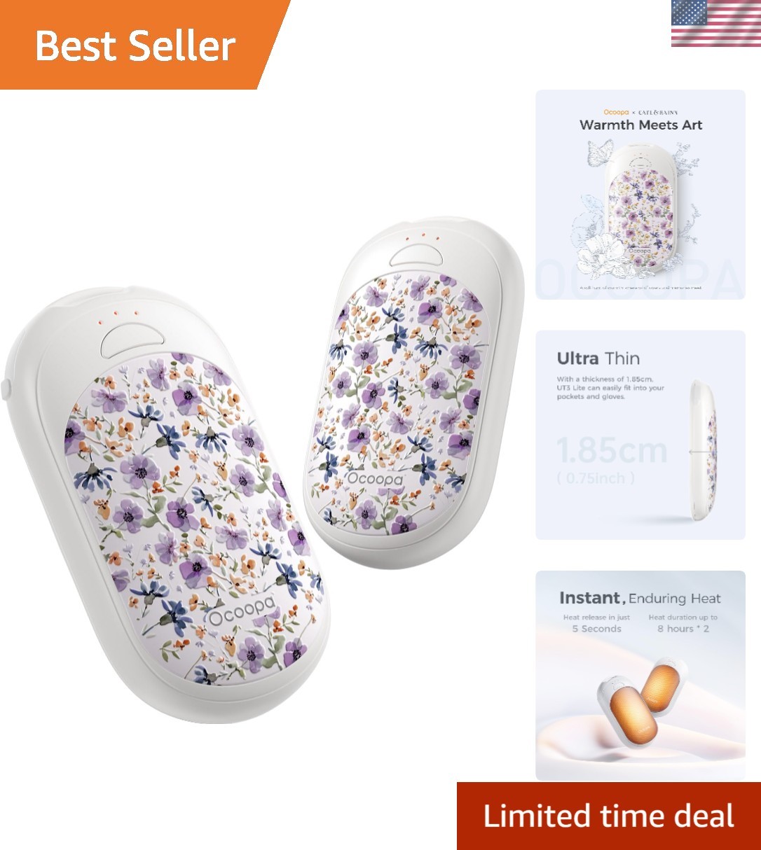 Magnetic Rechargeable Hand Warmers 2 Pack - Slim & Portable Heating Solution